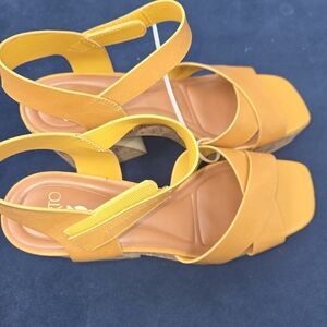 Vibrant Yellow Wedge Sandals